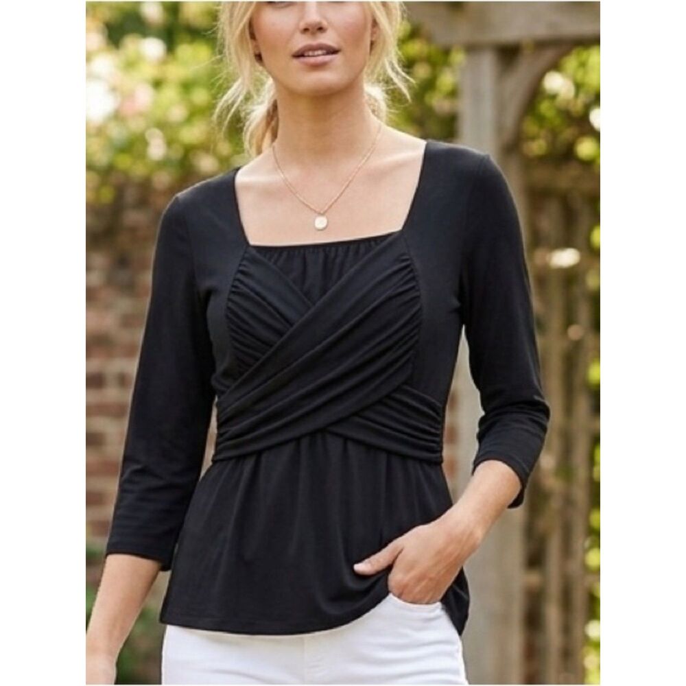 ELEGANT BLACK CRISSCROSS TOP TUNIC WITH TIE BACK SZ XL-2X